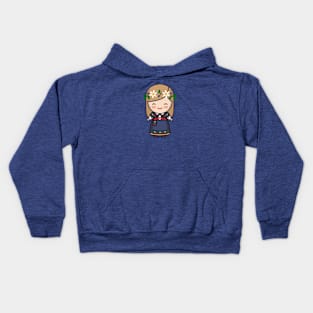 Cute Swedish Village Girl in Traditional Clothing Cartoon Kids Hoodie